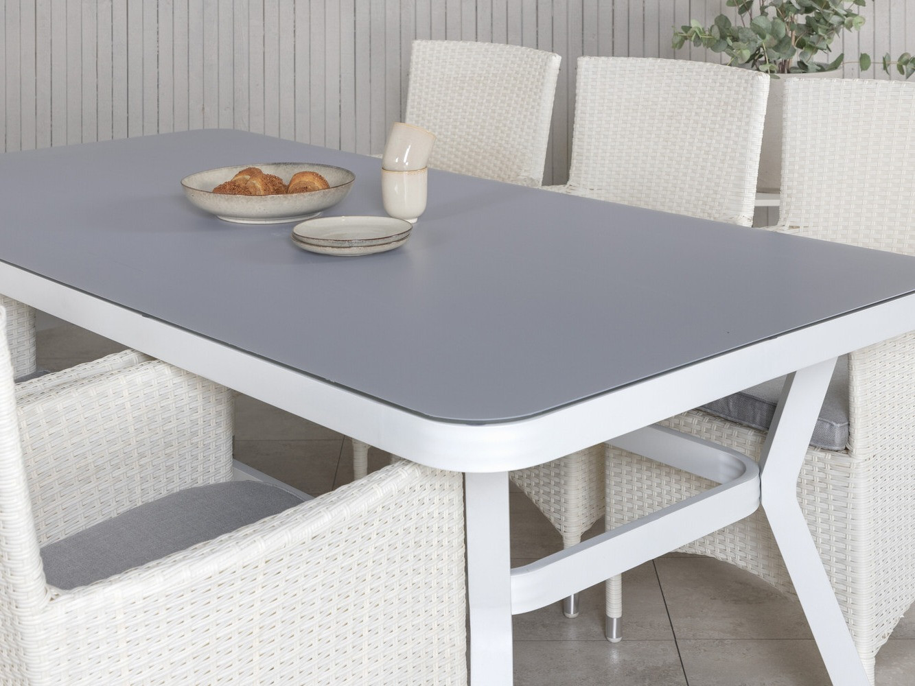 Conjunto de mesa y sillas Dallas 2987 (Blanco + Gris)