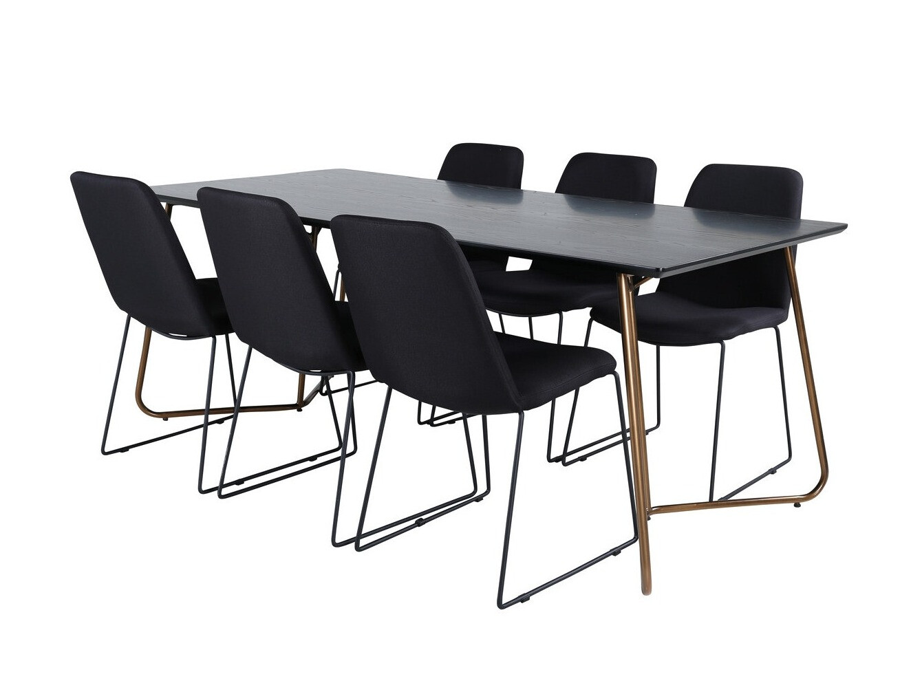 Conjunto de mesas y sillas para comedor Dallas 3039 (Negro + Cobre)