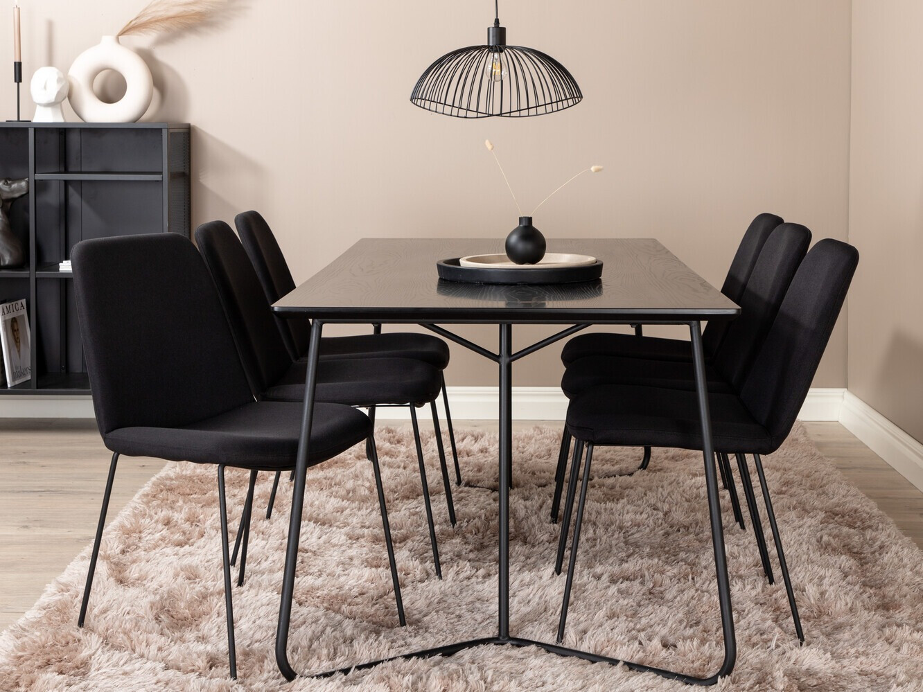 Conjunto de mesas y sillas para comedor Dallas 3039 (Negro)