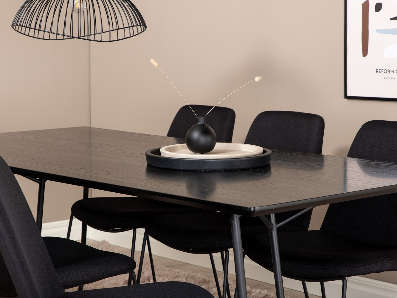 Conjunto de mesas y sillas para comedor Dallas 3039 (Negro)