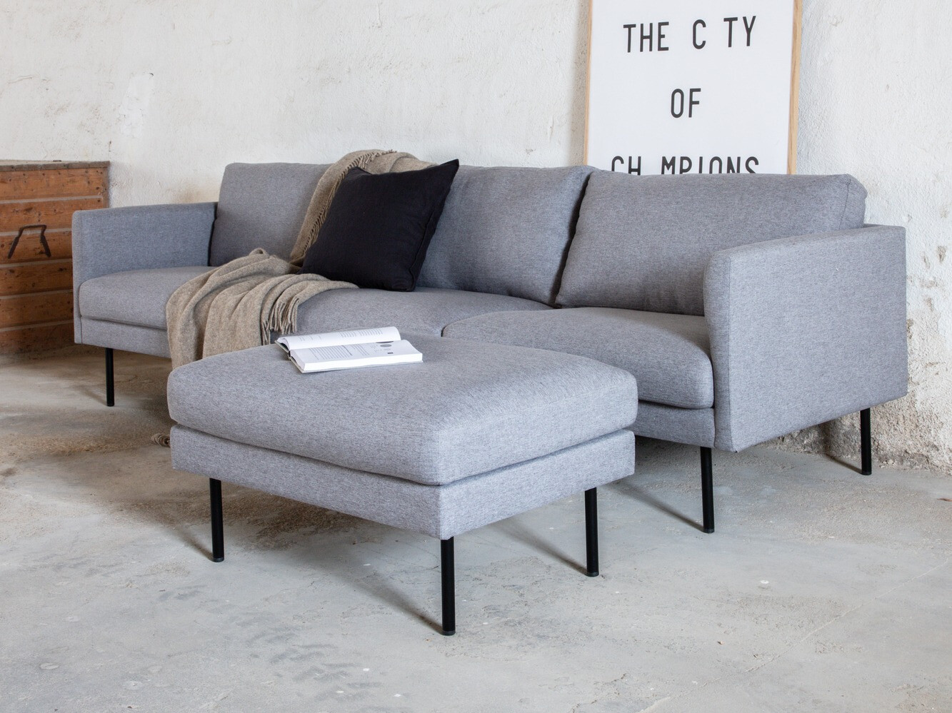 Conjunto de muebles tapizado Fercame 105 (Negro + Gris)