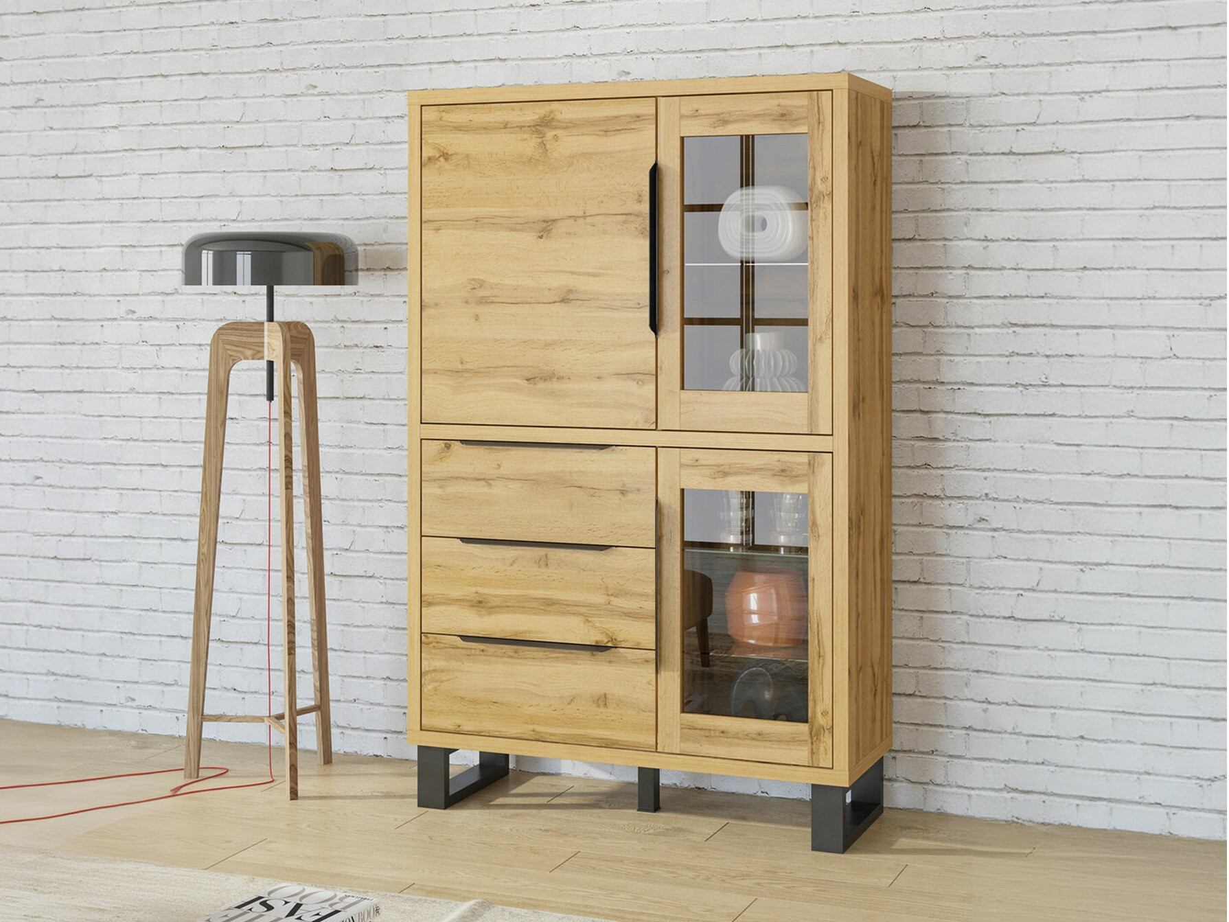 Estantería Avicavu 104 (Roble wotan + Negro)