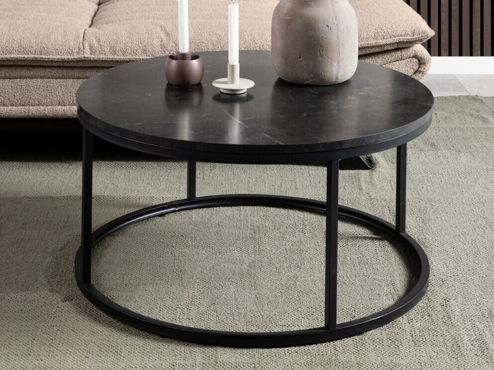 Mesa de centro Norsica 692 (Negro + Mármol negro)