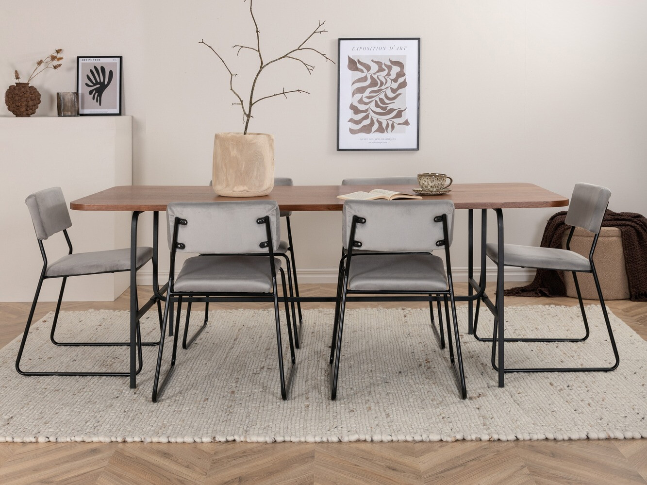 Conjunto de comedor Dallas 2795 (Gris + Negro)
