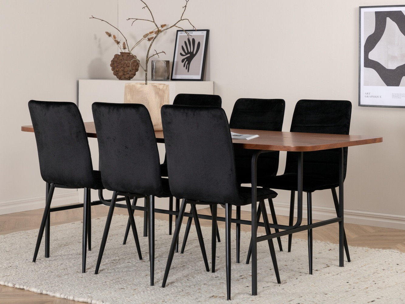 Conjunto de mesas y sillas para comedor Dallas 2792 (Negro)