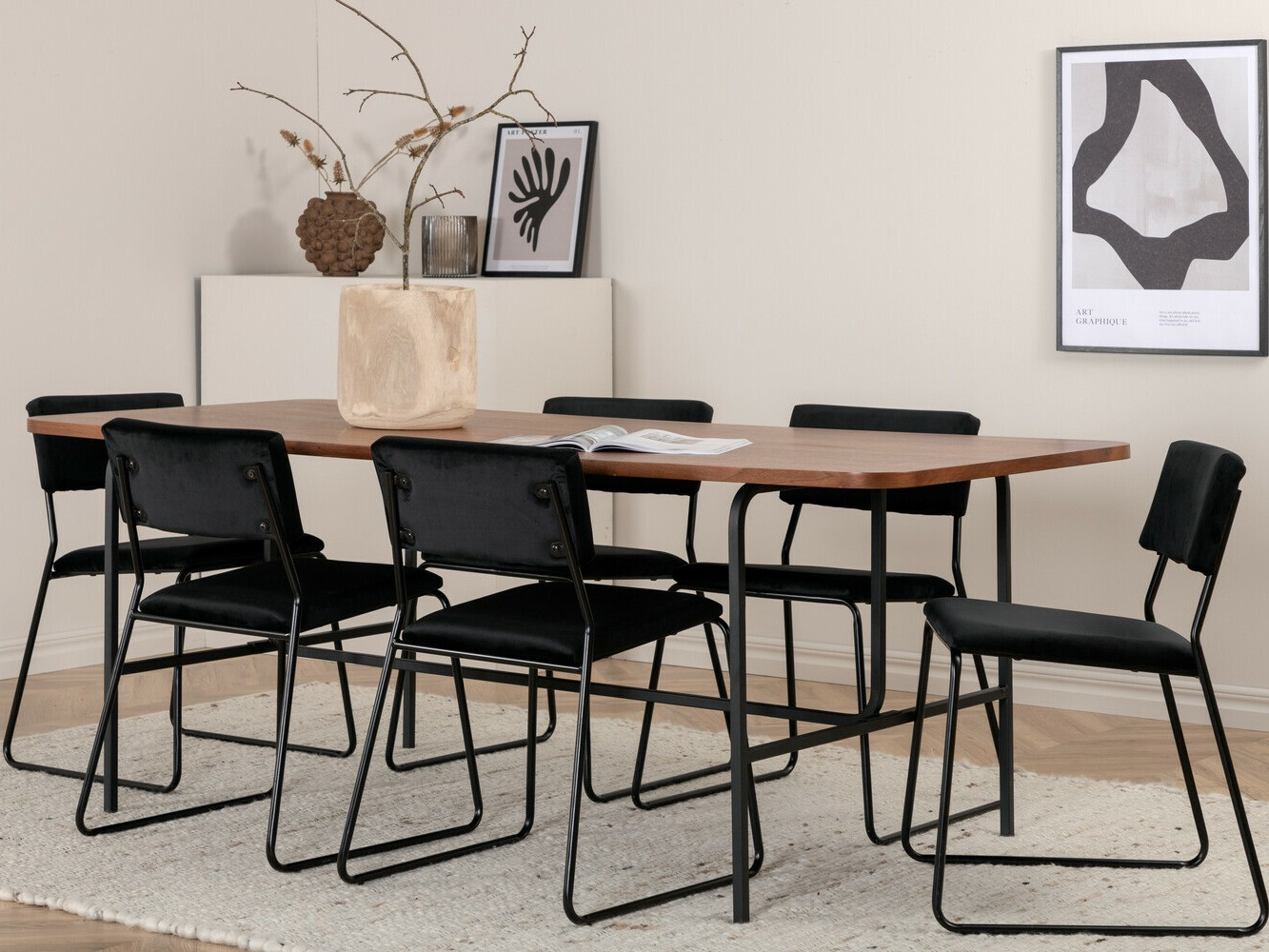 Conjunto de mesas y sillas para comedor Dallas 2795 (Negro)