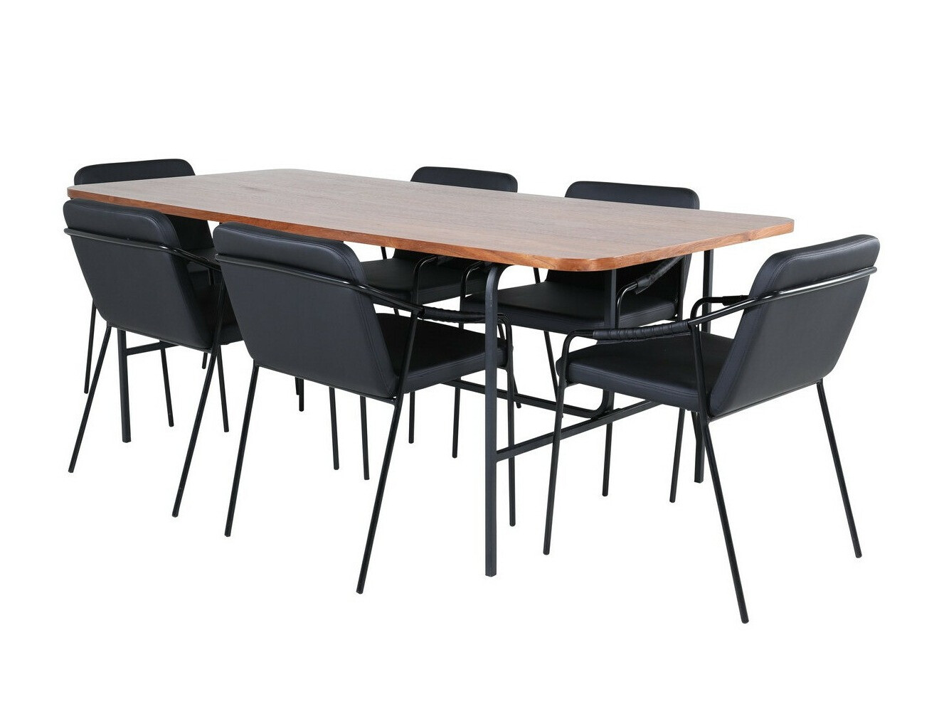 Conjunto de mesas y sillas para comedor Dallas 2797 (Nogal + Negro)