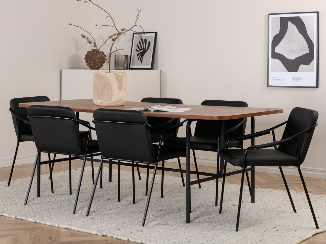 Conjunto de mesas y sillas para comedor Dallas 2797 (Nogal + Negro)