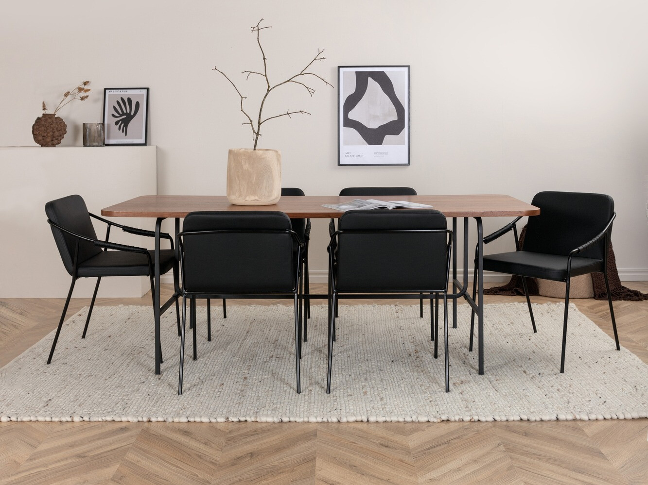 Conjunto de mesas y sillas para comedor Dallas 2797 (Nogal + Negro)