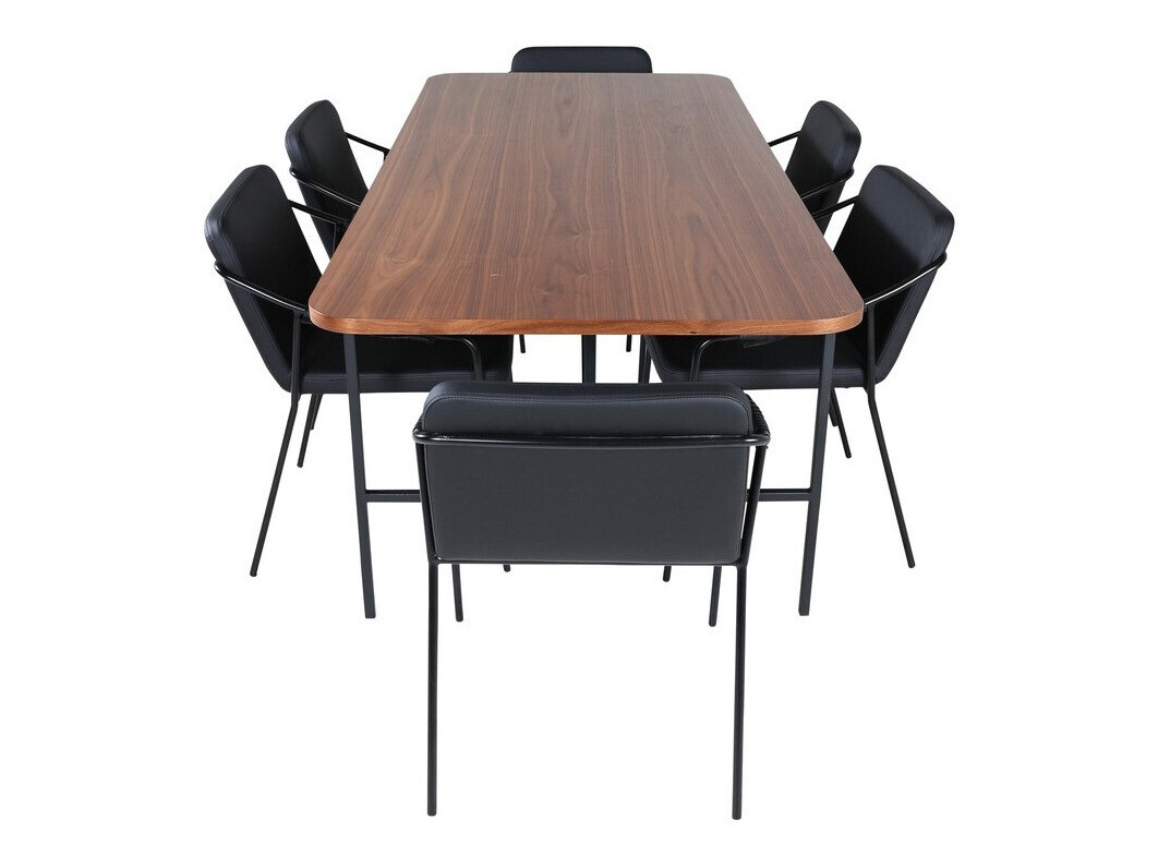 Conjunto de mesas y sillas para comedor Dallas 2797 (Nogal + Negro)