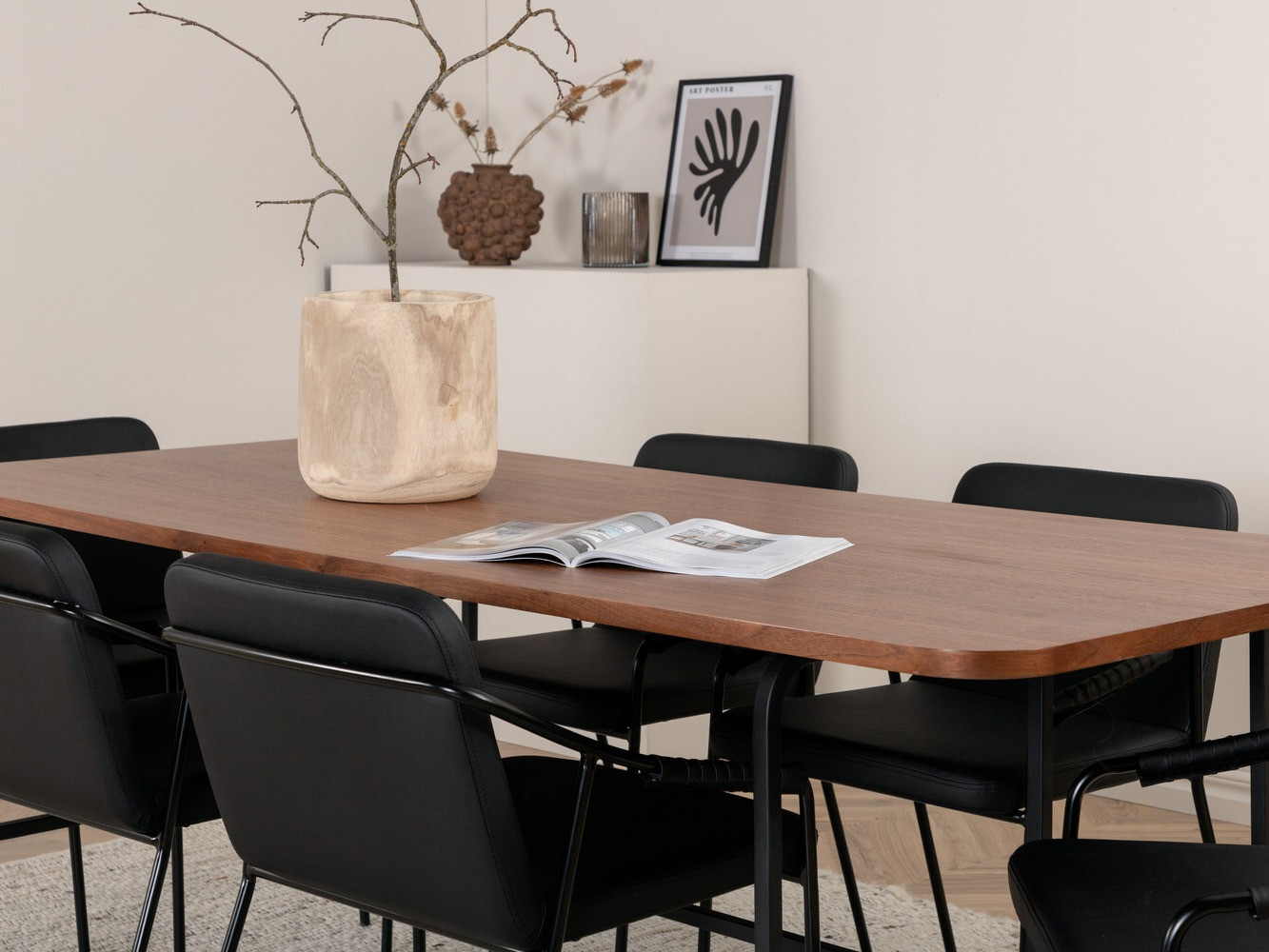 Conjunto de mesas y sillas para comedor Dallas 2797 (Nogal + Negro)