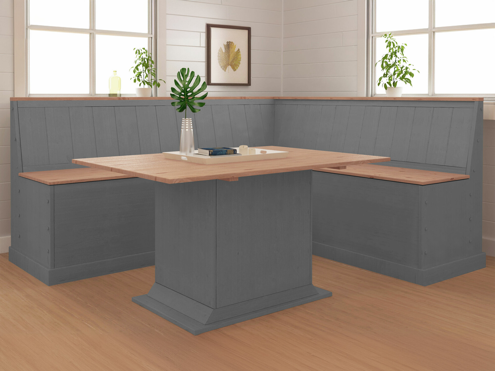 Banco esquinero Cirfeli 106 (Gris + Pino)