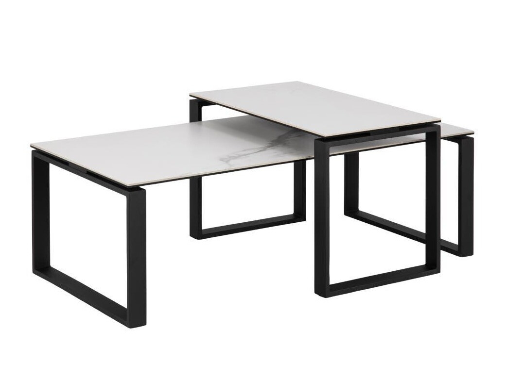 Conjunto mesa de centro Norsica 421 (Mármol blanco + Negro)