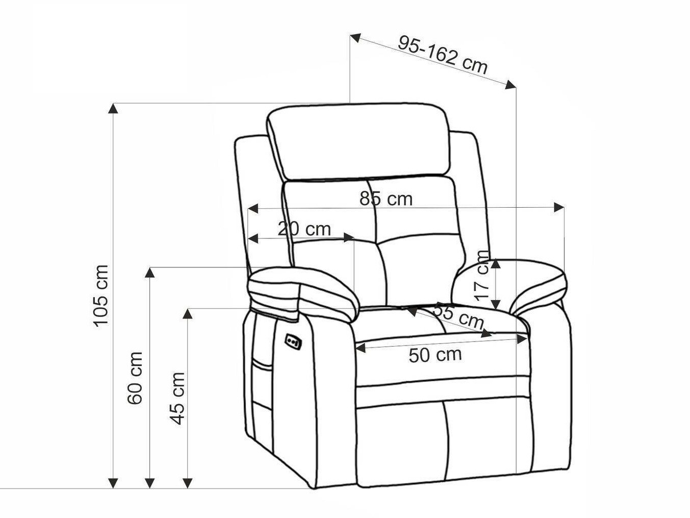 Sillón reclinable Houston 1781 (Gris)