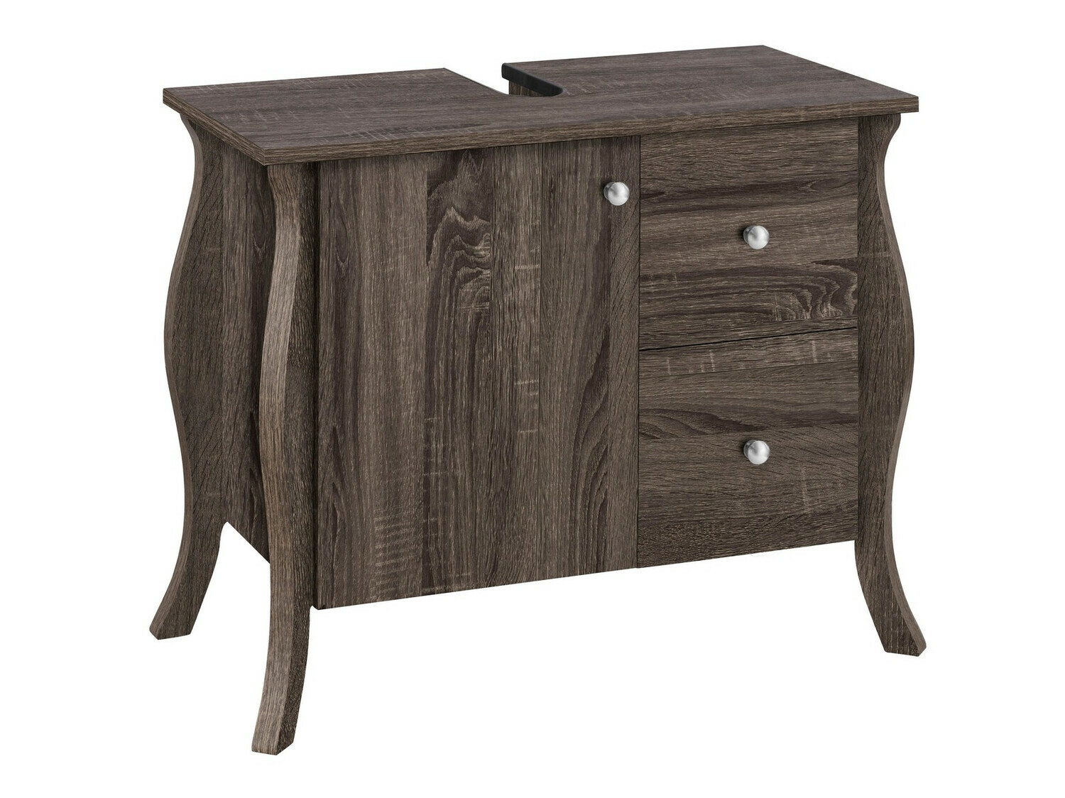 Armario de baño de pie para lavabo Ophtole 101 (Roble gris)