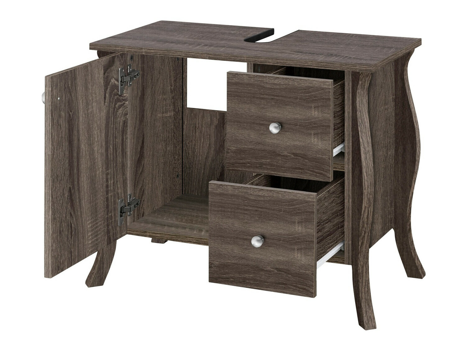 Armario de baño de pie para lavabo Ophtole 101 (Roble gris)