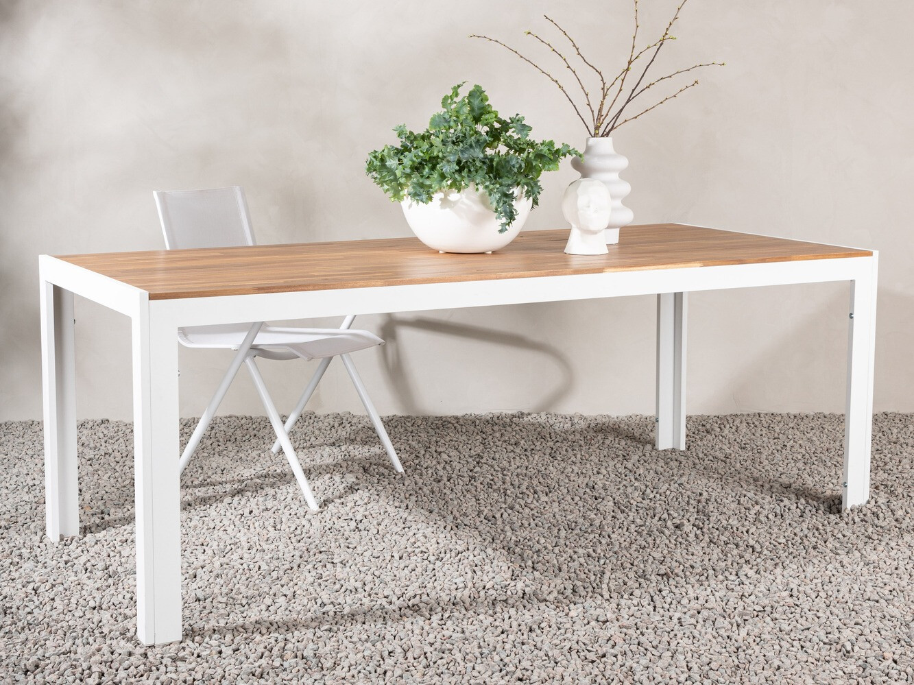 Mesa para exterior Dallas 673 (Acacia + Blanco)