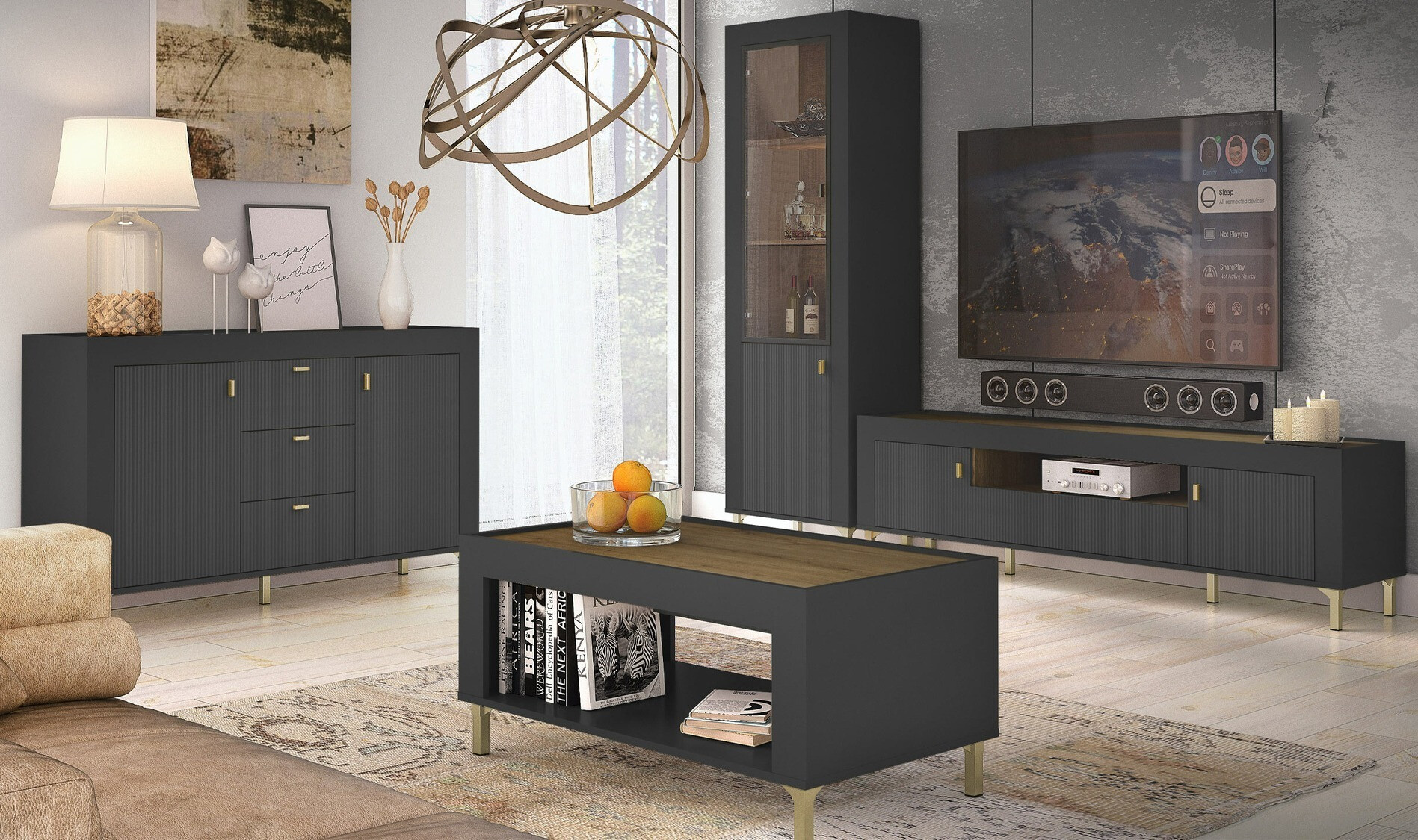 Cómoda Mormavu 103 (Negro mate)