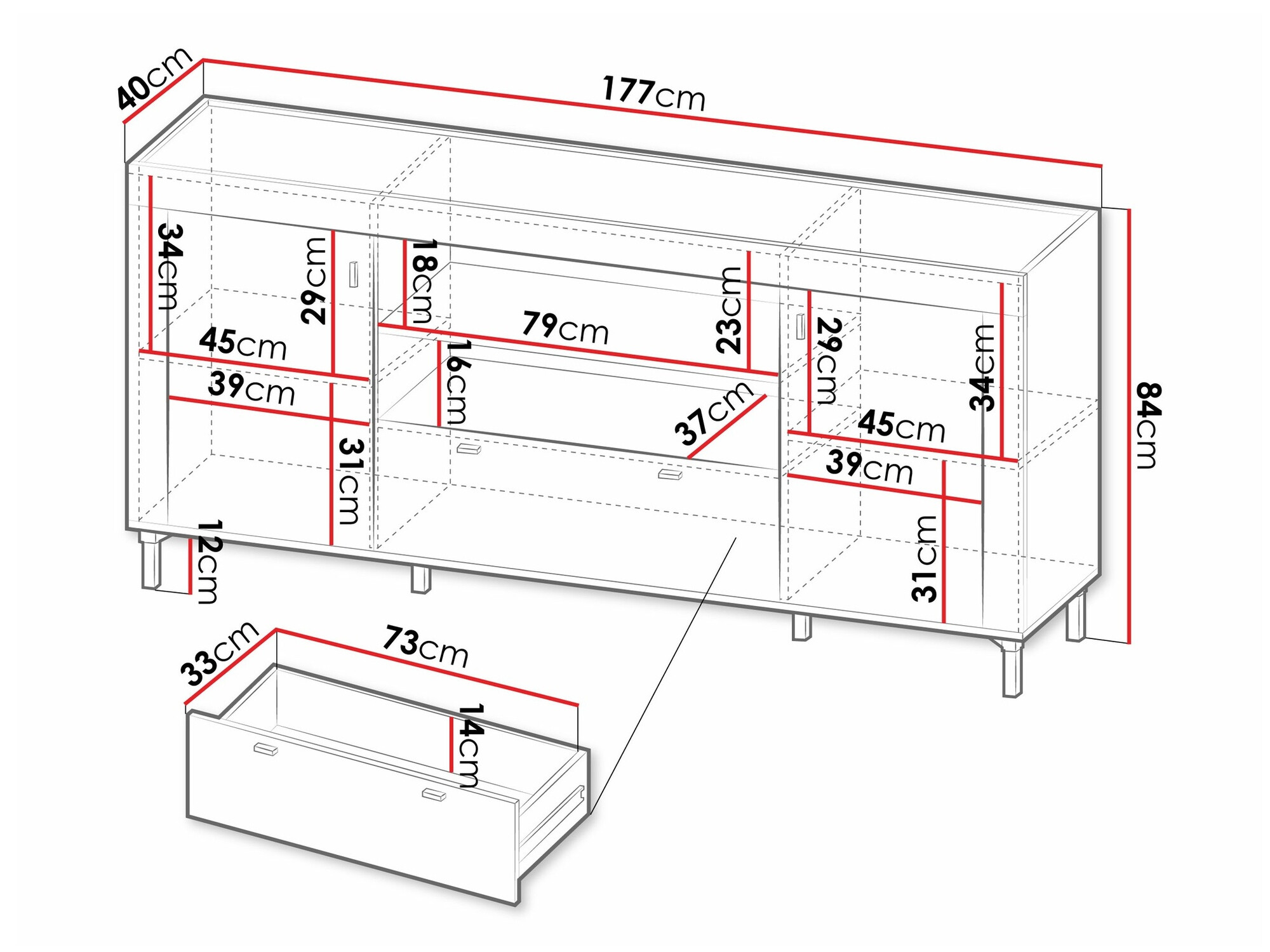 Cómoda Mormavu 110 (Negro mate)
