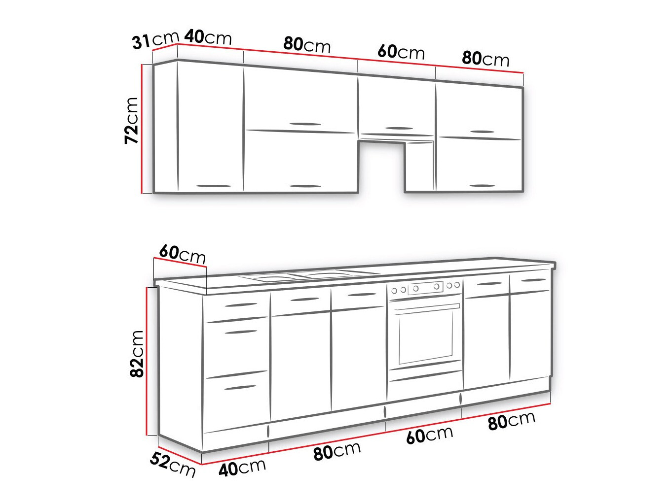 Conjunto de cocina modular Wood Dark 128