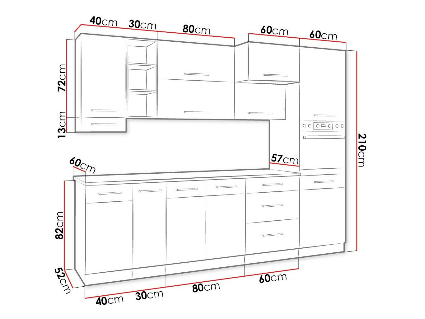Conjunto de cocina modular Wood Dark 129