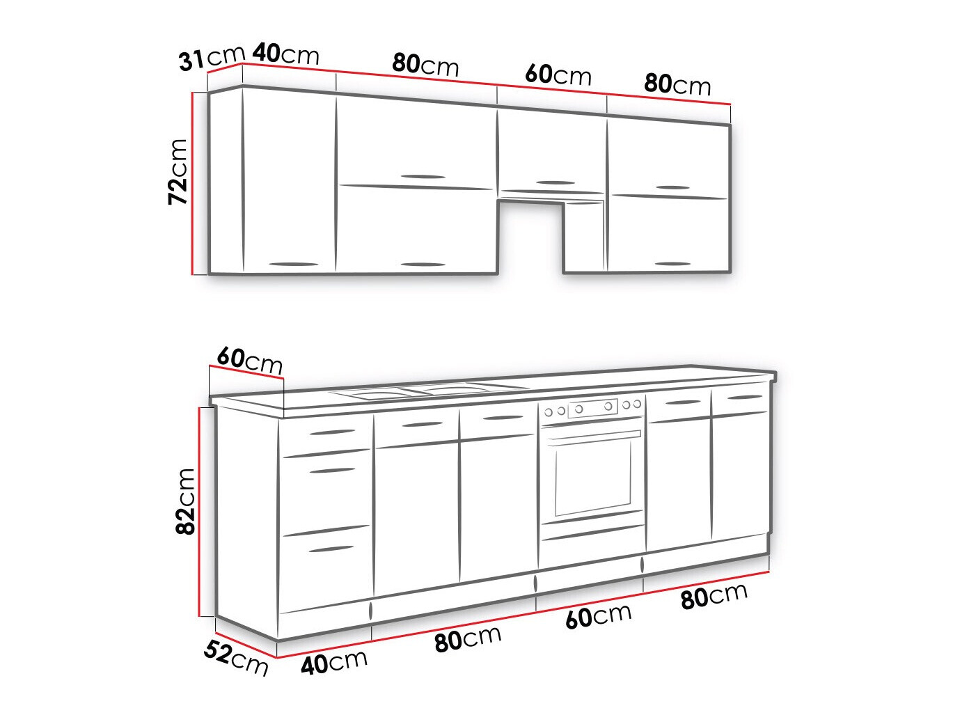Conjunto de cocina modular Wood Grey 135