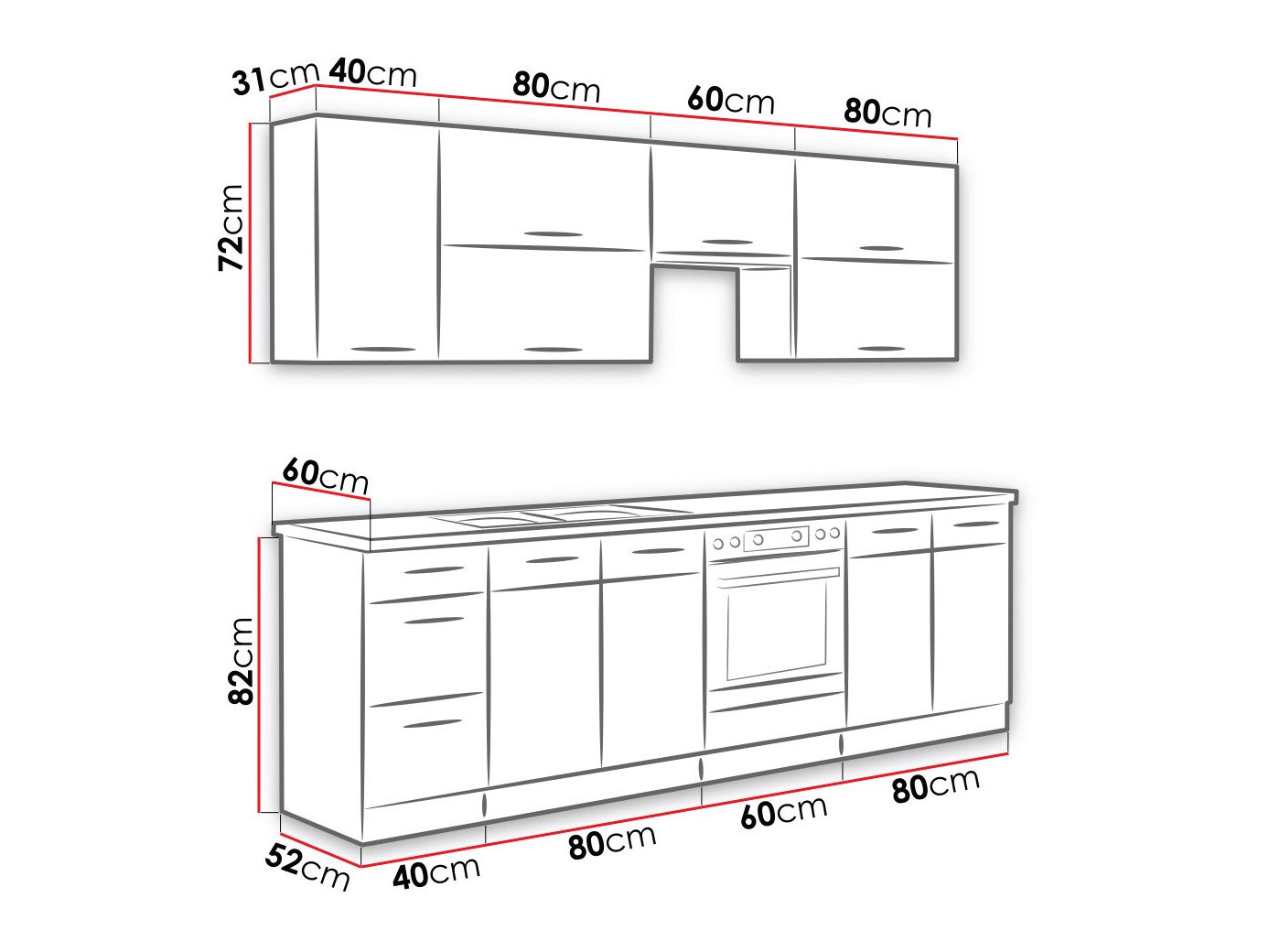 Conjunto de cocina modular Wood Grey 135