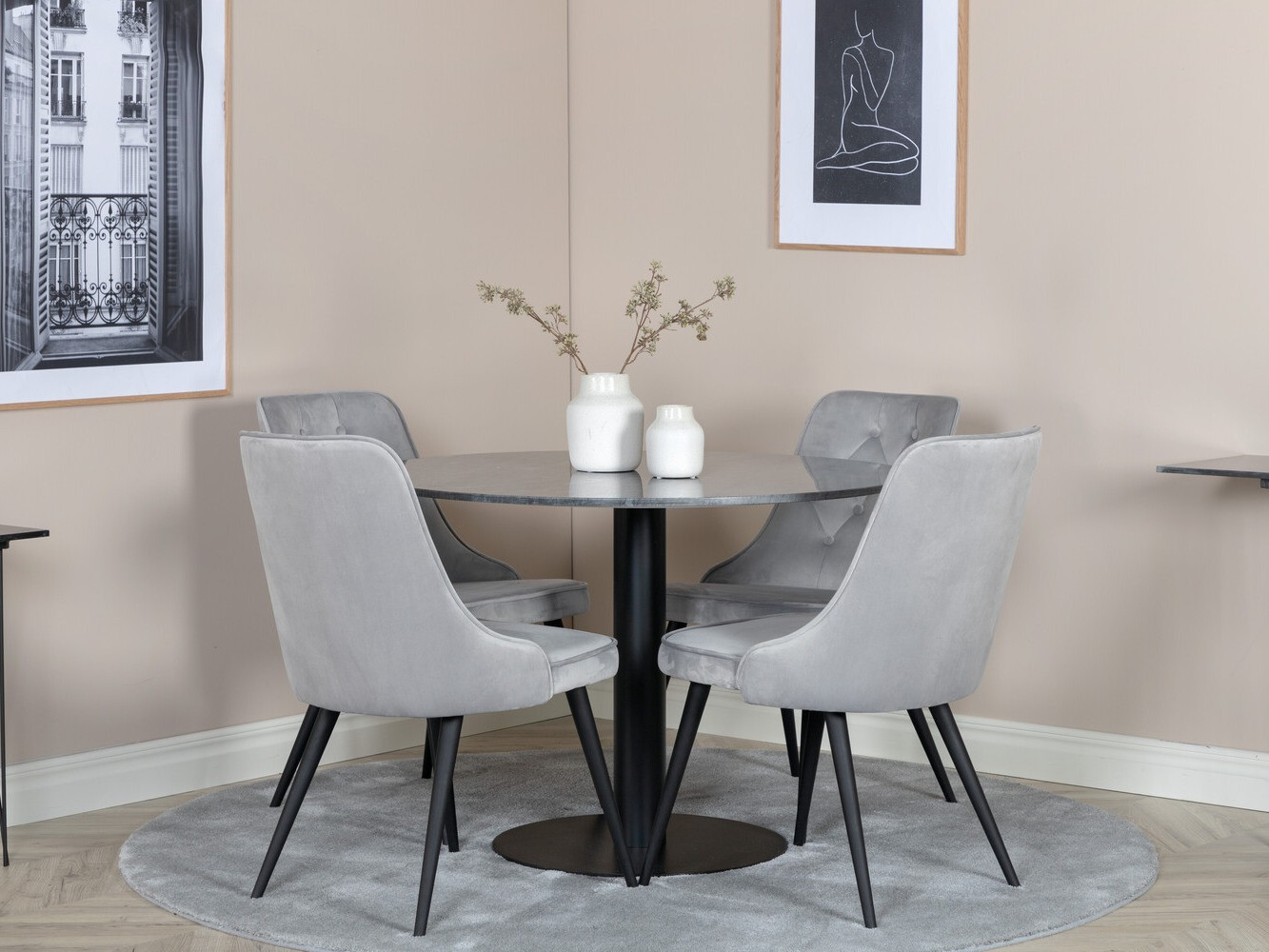 Conjunto de comedor Dallas 2671 (Gris + Negro)