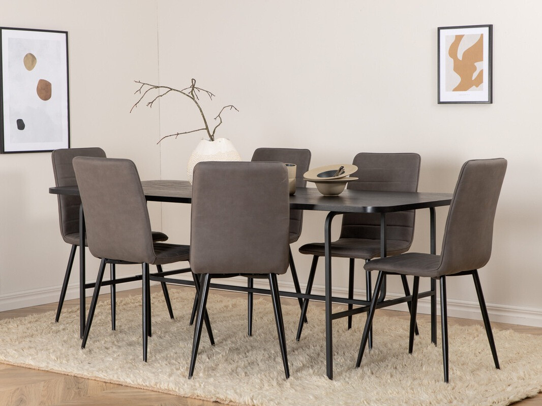 Conjunto de comedor Dallas 2768 (Gris + Negro)