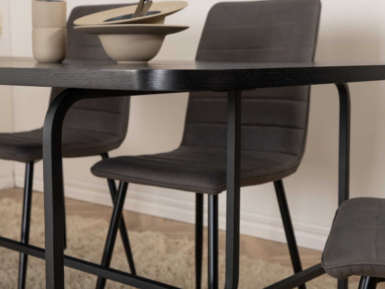 Conjunto de comedor Dallas 2768 (Gris + Negro)