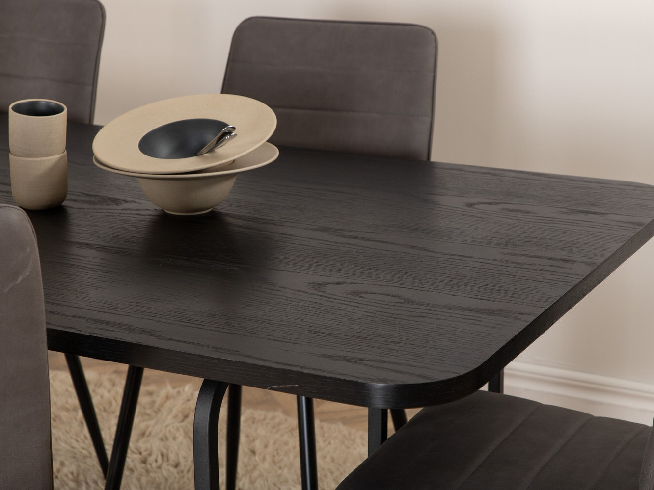 Conjunto de comedor Dallas 2768 (Gris + Negro)