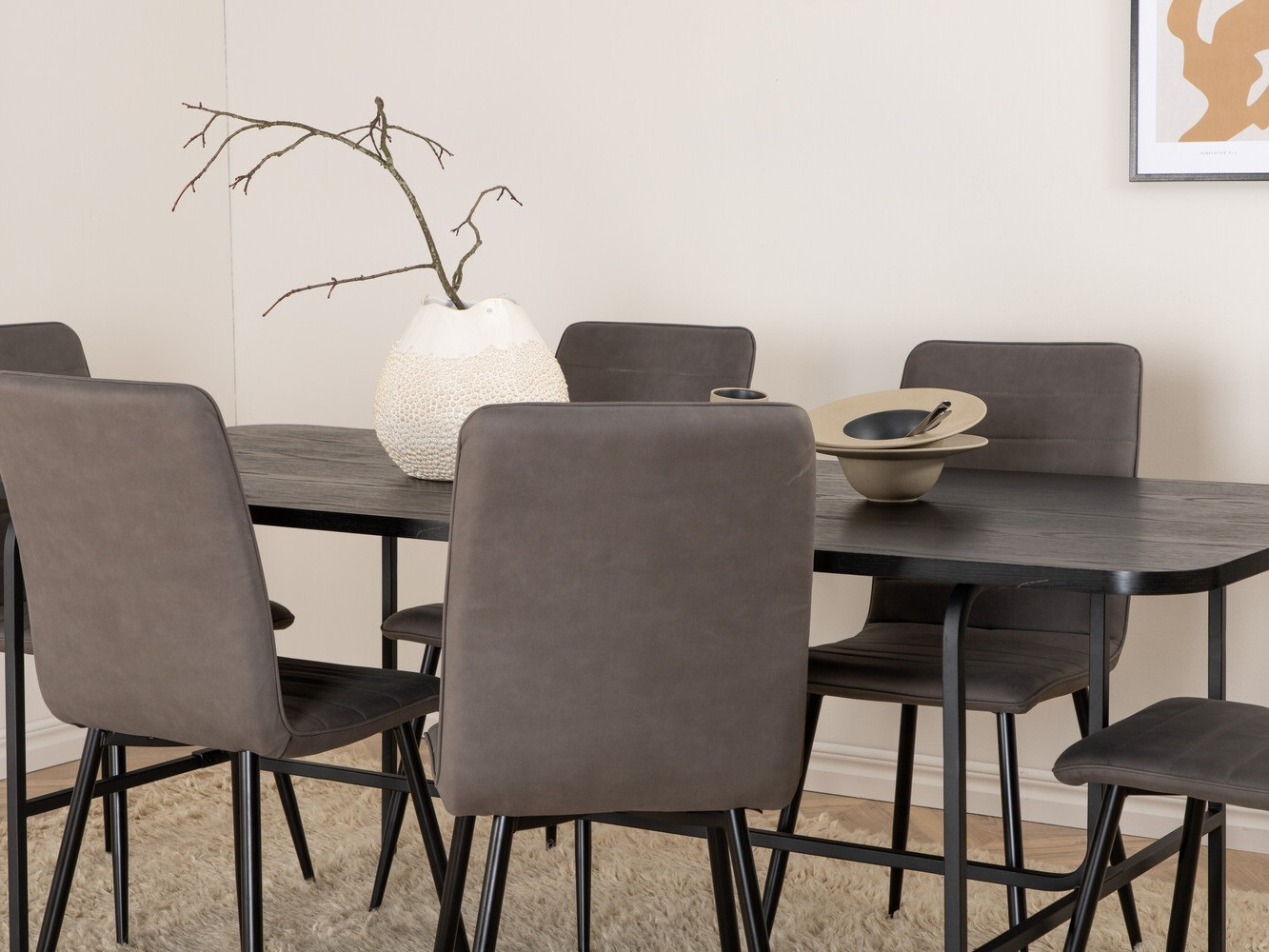 Conjunto de comedor Dallas 2768 (Gris + Negro)