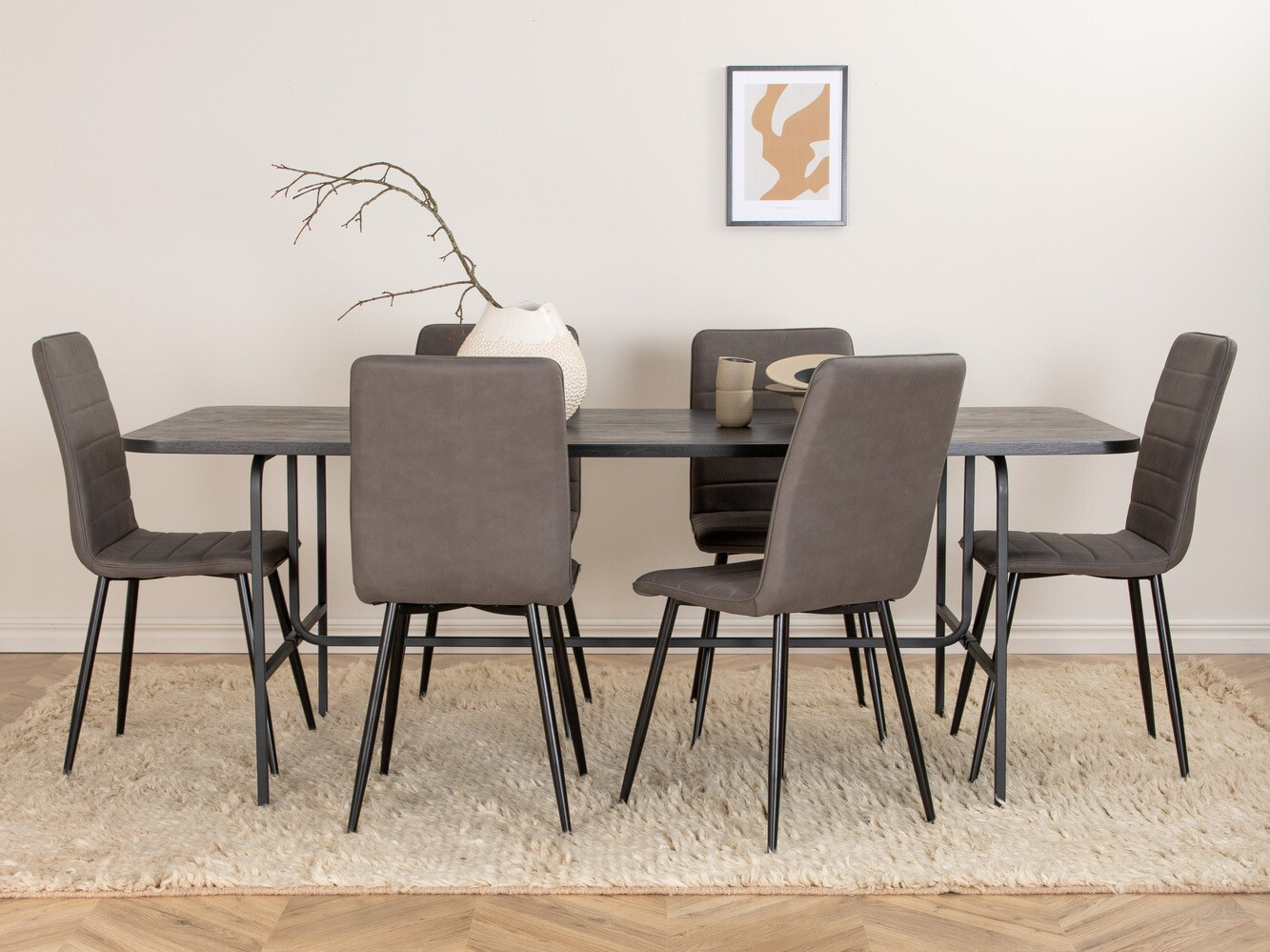 Conjunto de comedor Dallas 2768 (Gris + Negro)