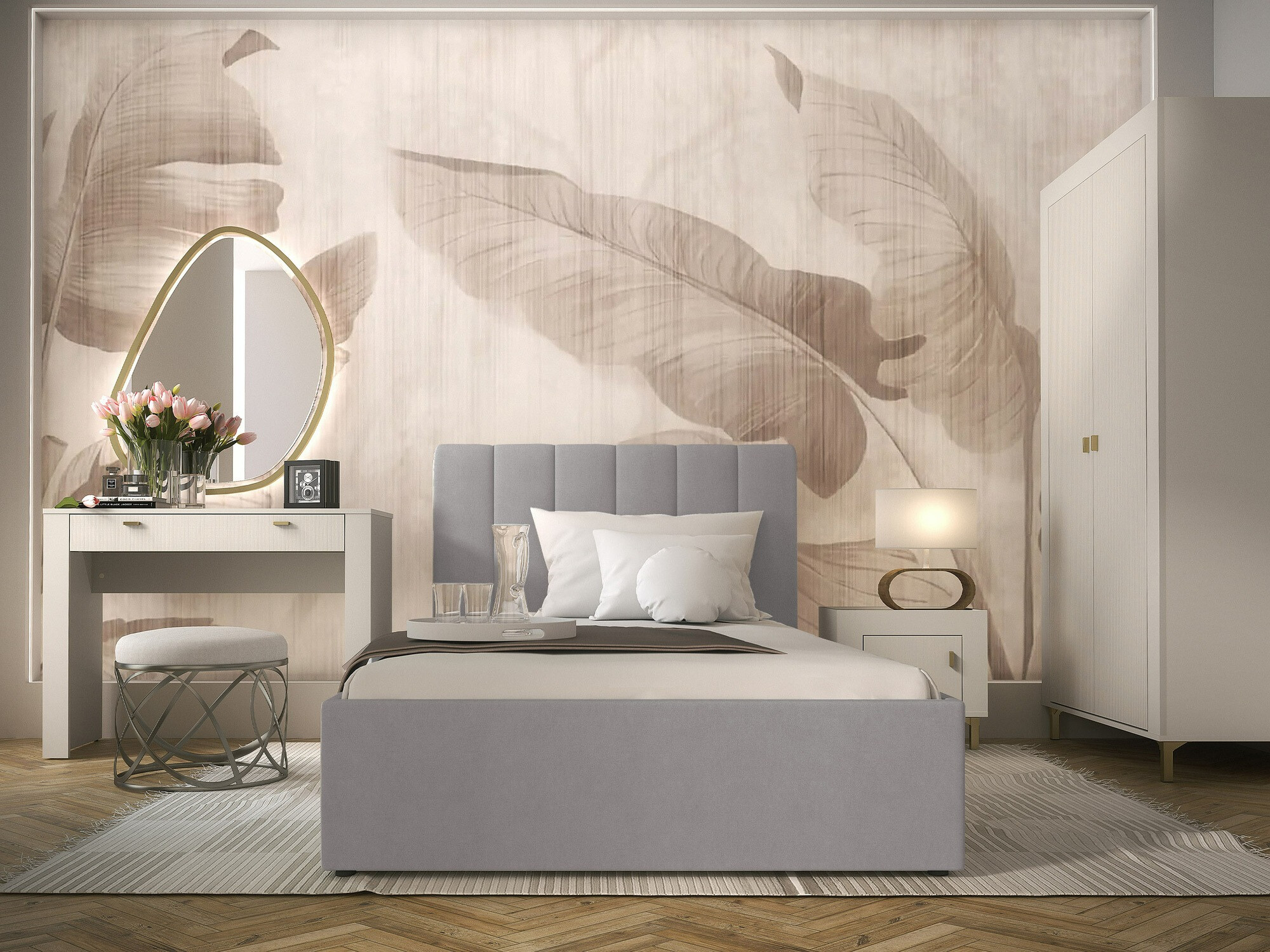 Conjunto de dormitorio Mormavu 112 (Cachemira + Gris)