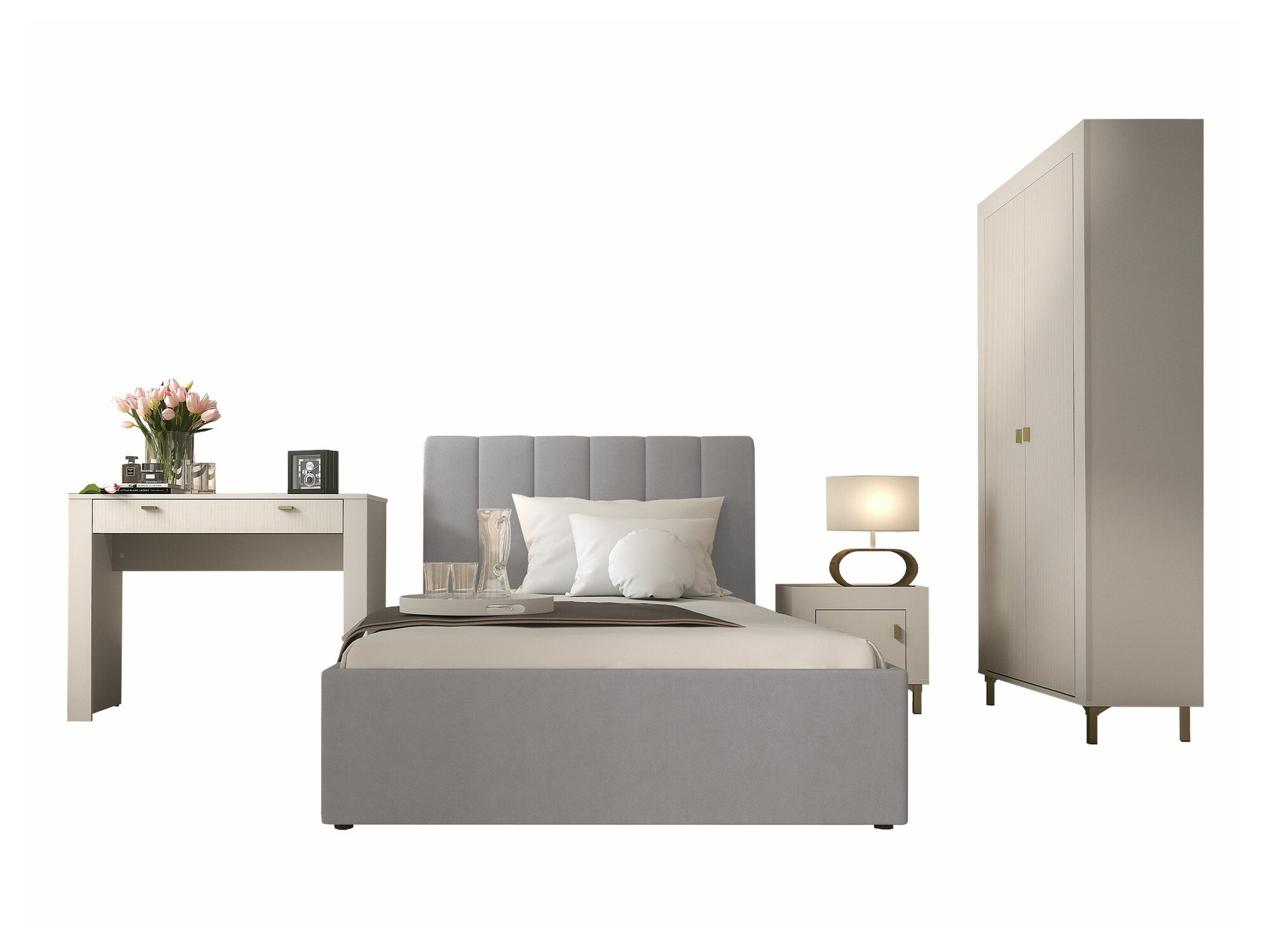 Conjunto de dormitorio Mormavu 112 (Cachemira + Gris)
