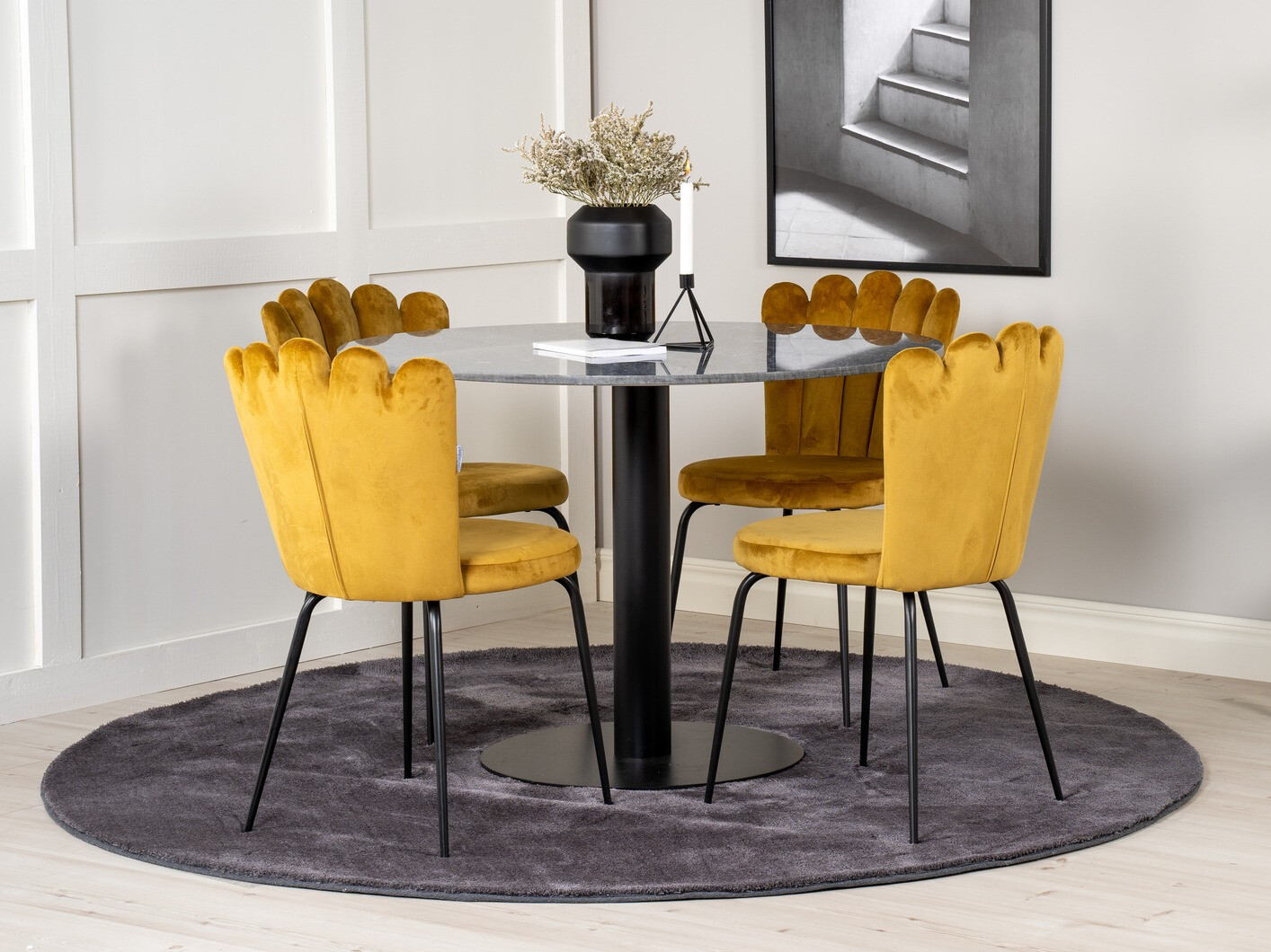 Conjunto de mesas y sillas para comedor Dallas 2624 (Amarillo + Negro)
