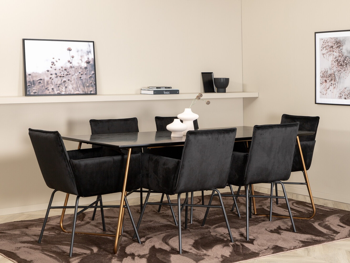 Conjunto de mesas y sillas para comedor Dallas 2718 (Negro)