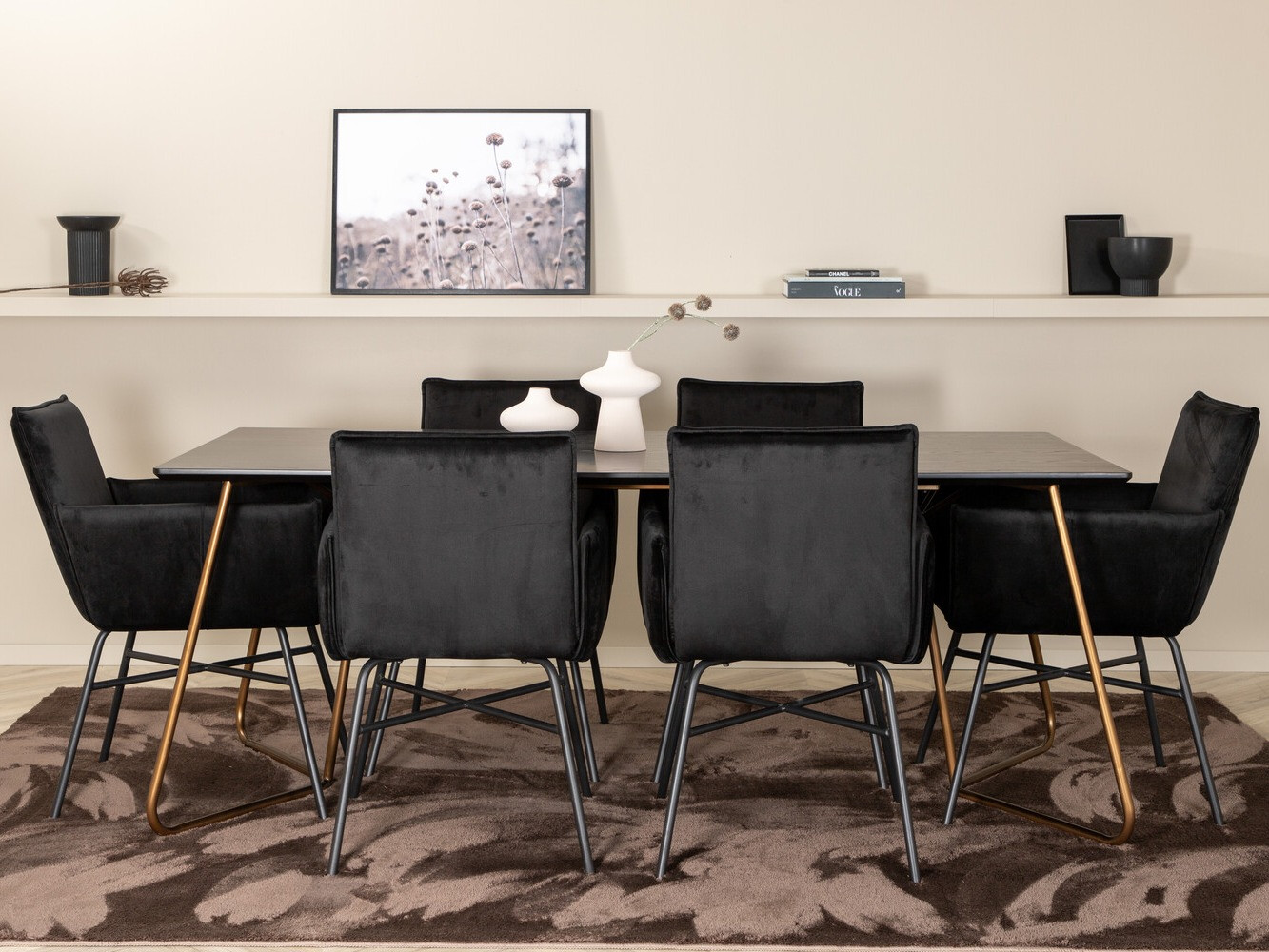 Conjunto de mesas y sillas para comedor Dallas 2718 (Negro)