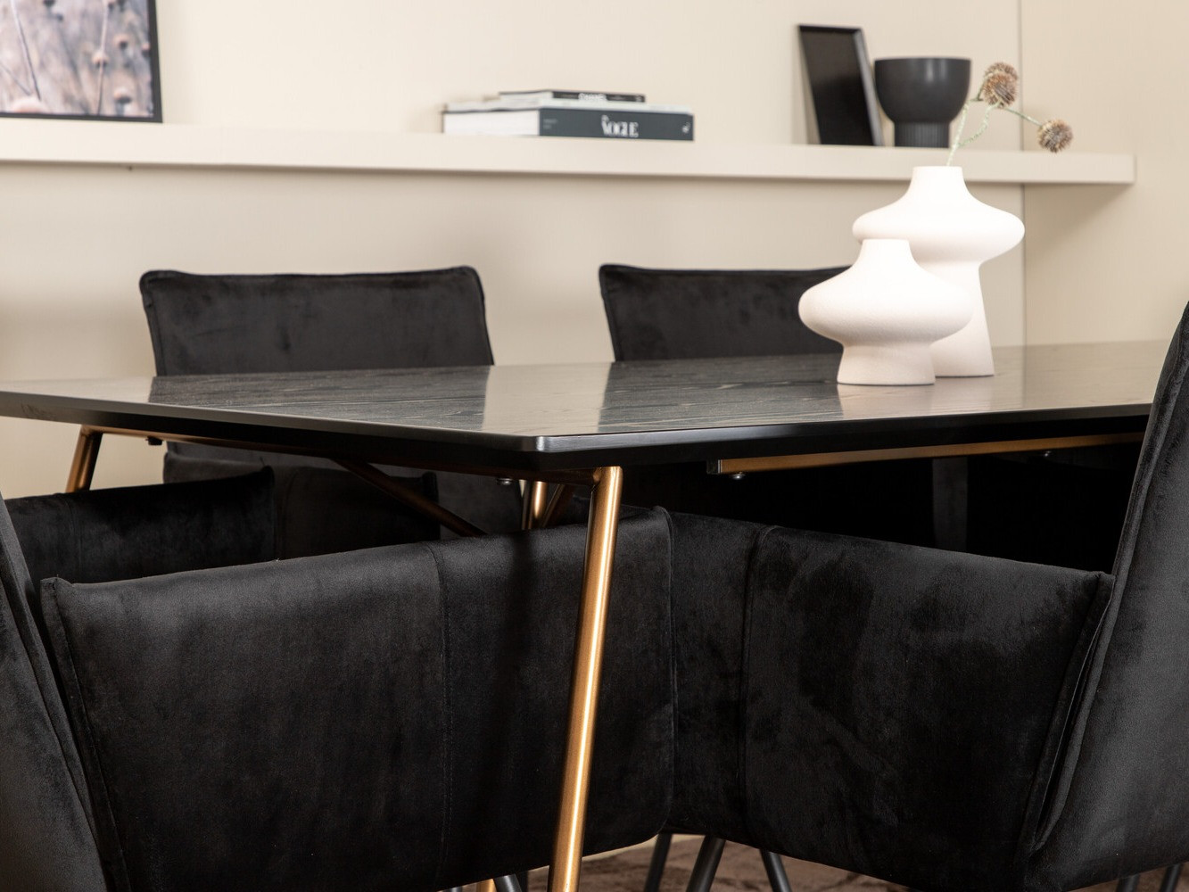 Conjunto de mesas y sillas para comedor Dallas 2718 (Negro)