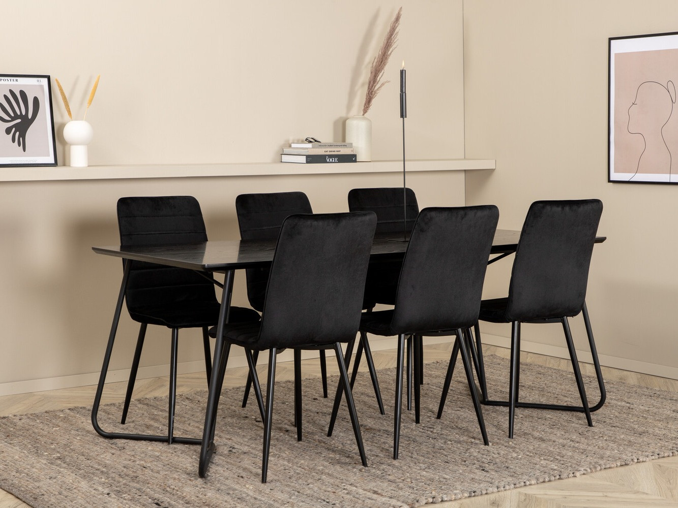 Conjunto de mesas y sillas para comedor Dallas 2721 (Negro)