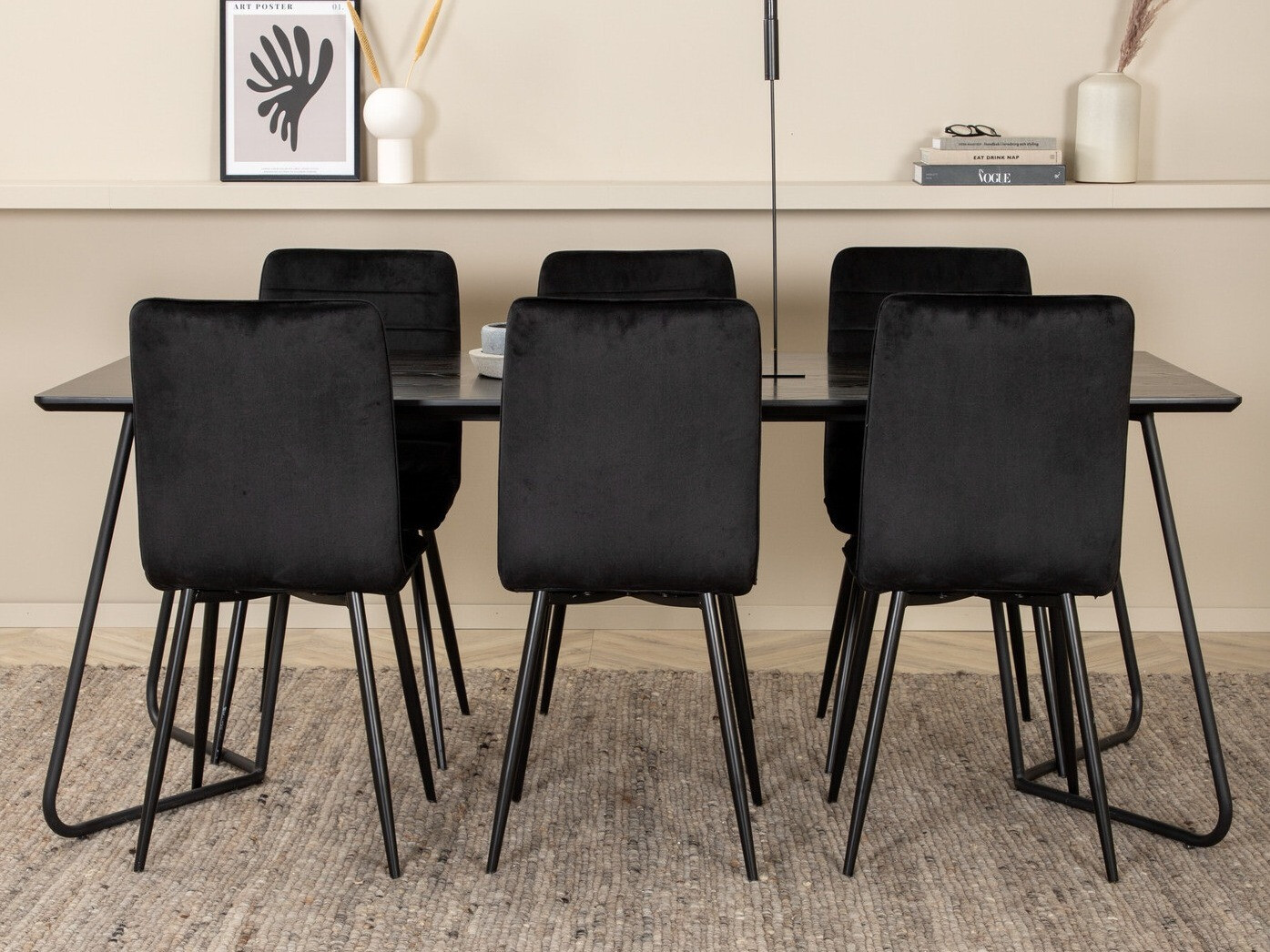 Conjunto de mesas y sillas para comedor Dallas 2721 (Negro)