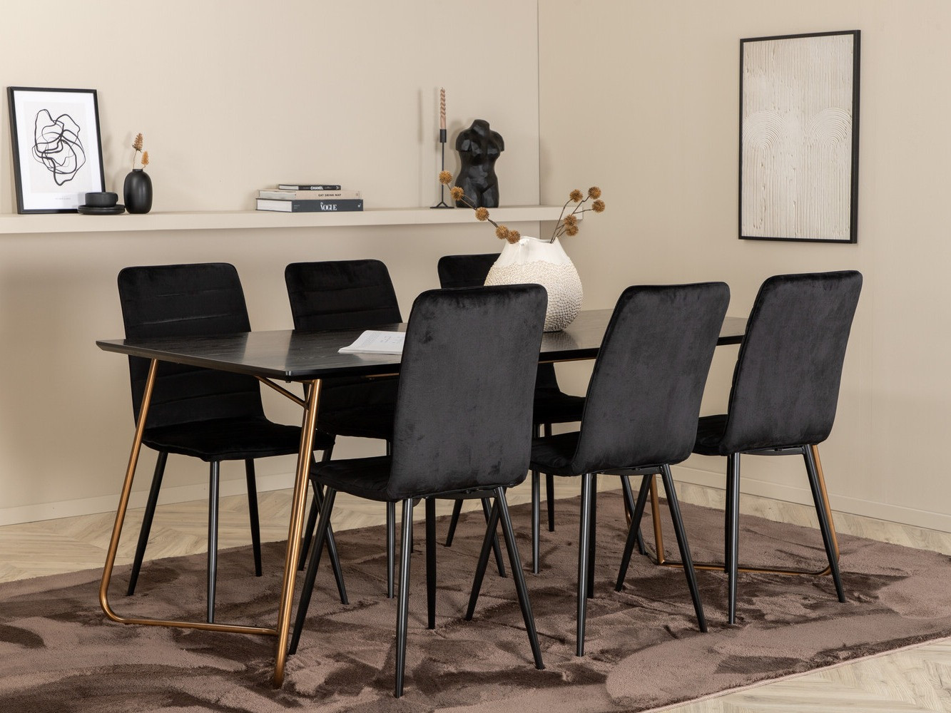 Conjunto de mesas y sillas para comedor Dallas 2724 (Negro)