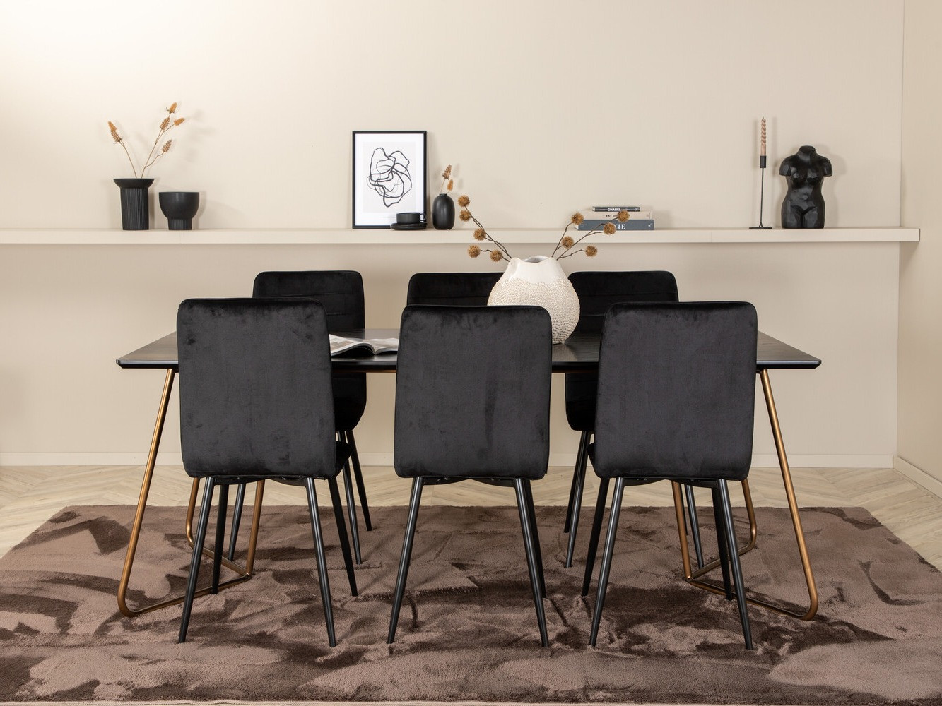 Conjunto de mesas y sillas para comedor Dallas 2724 (Negro)