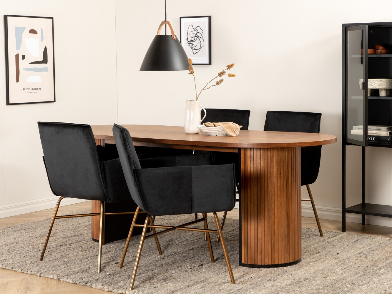 Conjunto de mesas y sillas para comedor Dallas 2757 (Negro + Cobre)
