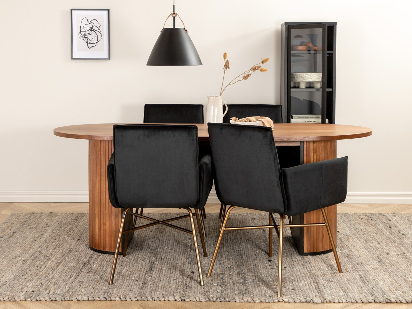 Conjunto de mesas y sillas para comedor Dallas 2757 (Negro + Cobre)