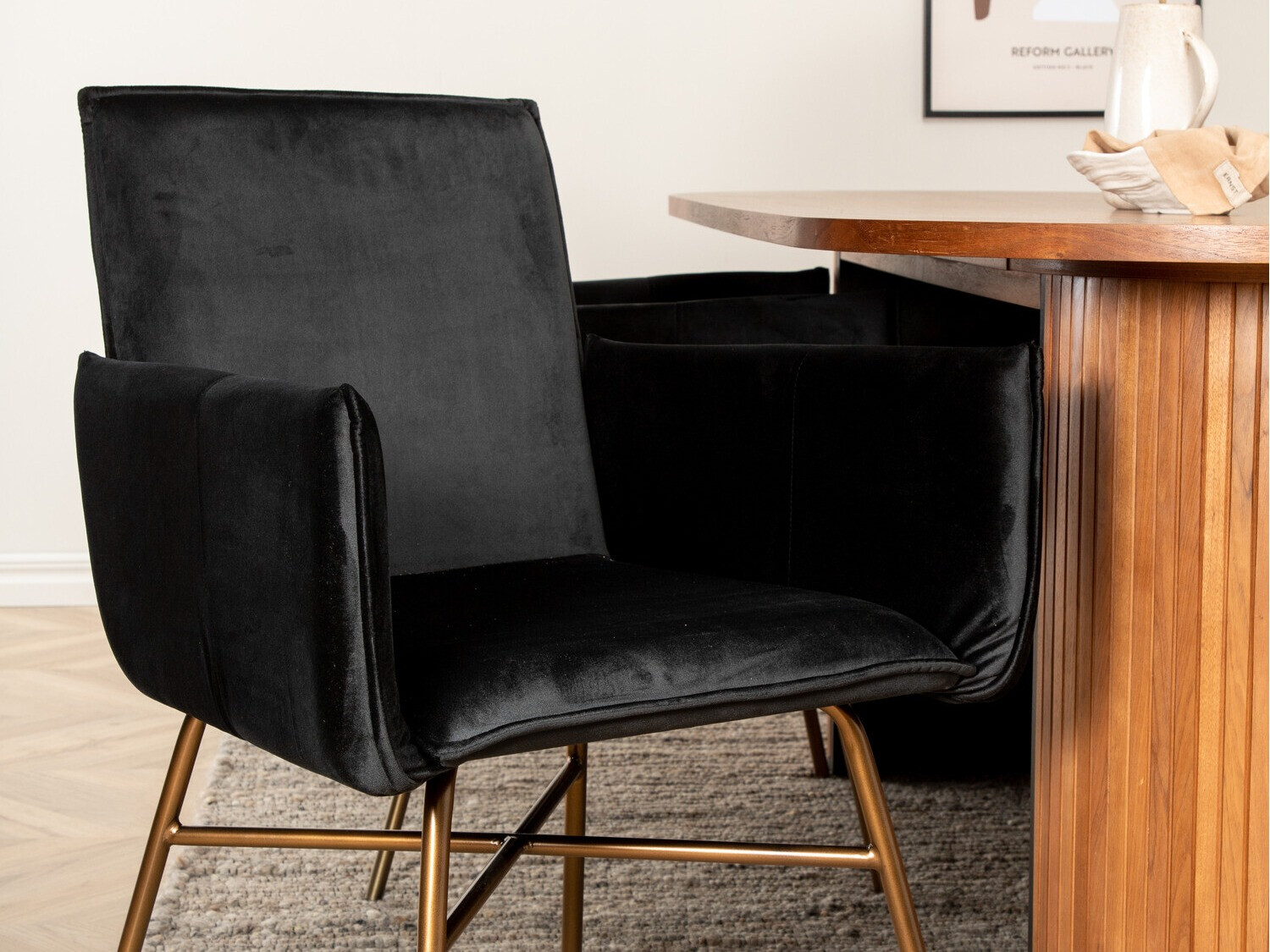 Conjunto de mesas y sillas para comedor Dallas 2757 (Negro + Cobre)