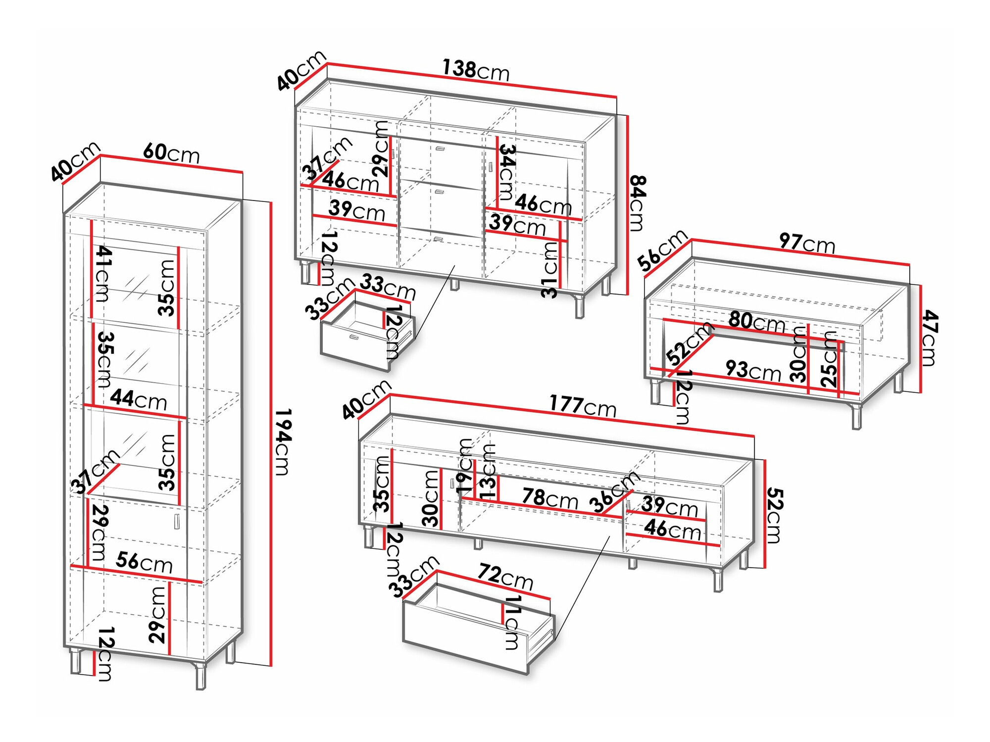 Conjunto de salón Mormavu 114 (Negro mate)