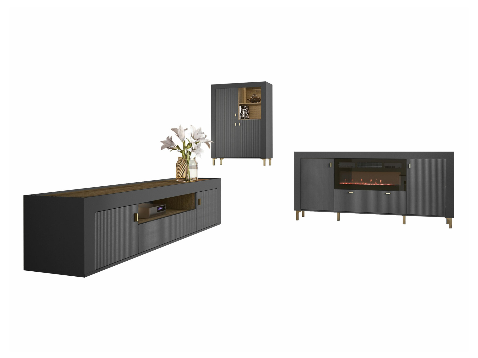 Conjunto de salón Mormavu 115 (Negro mate)