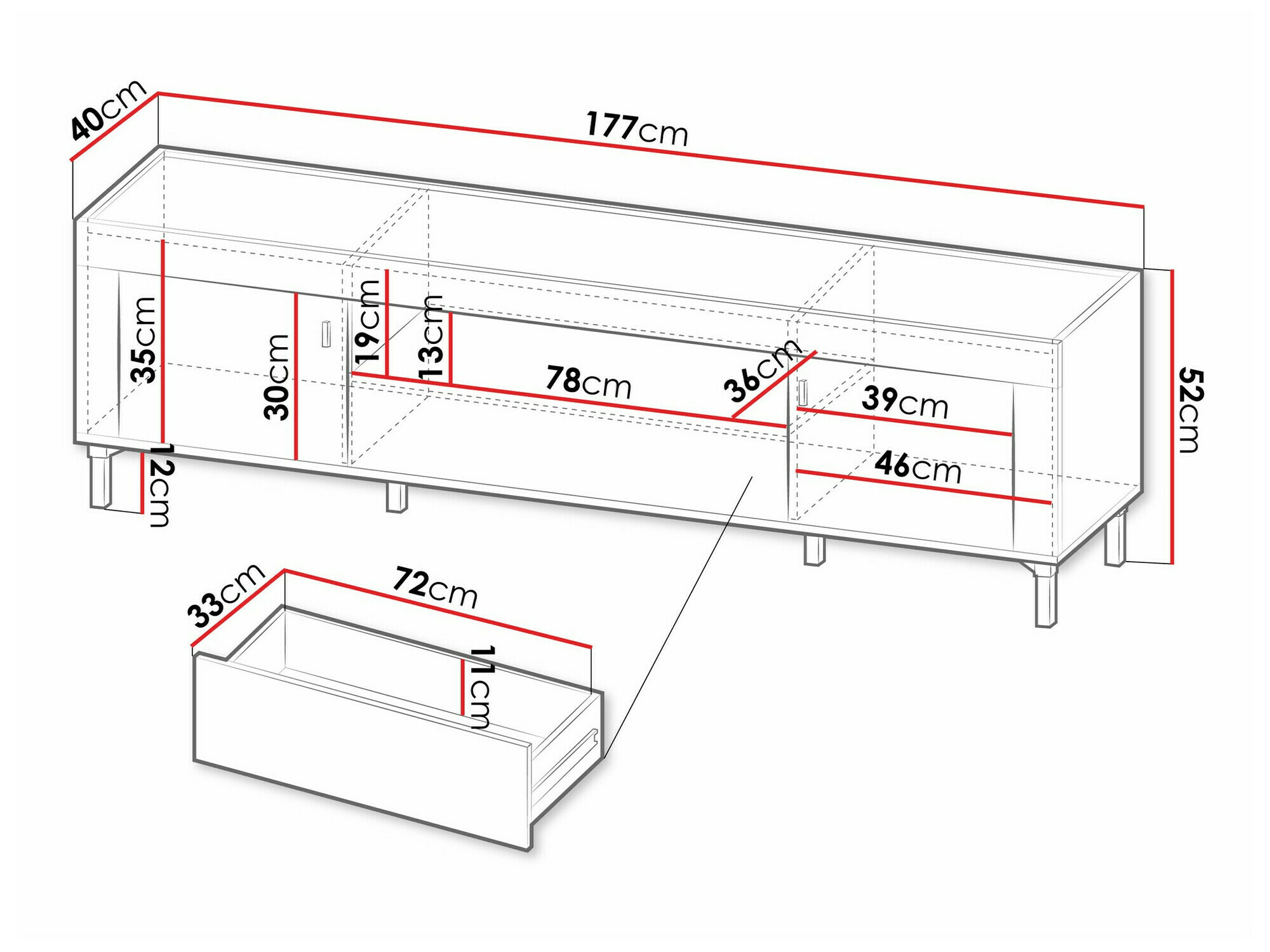 Mueble TV Mormavu 106 (Negro mate)
