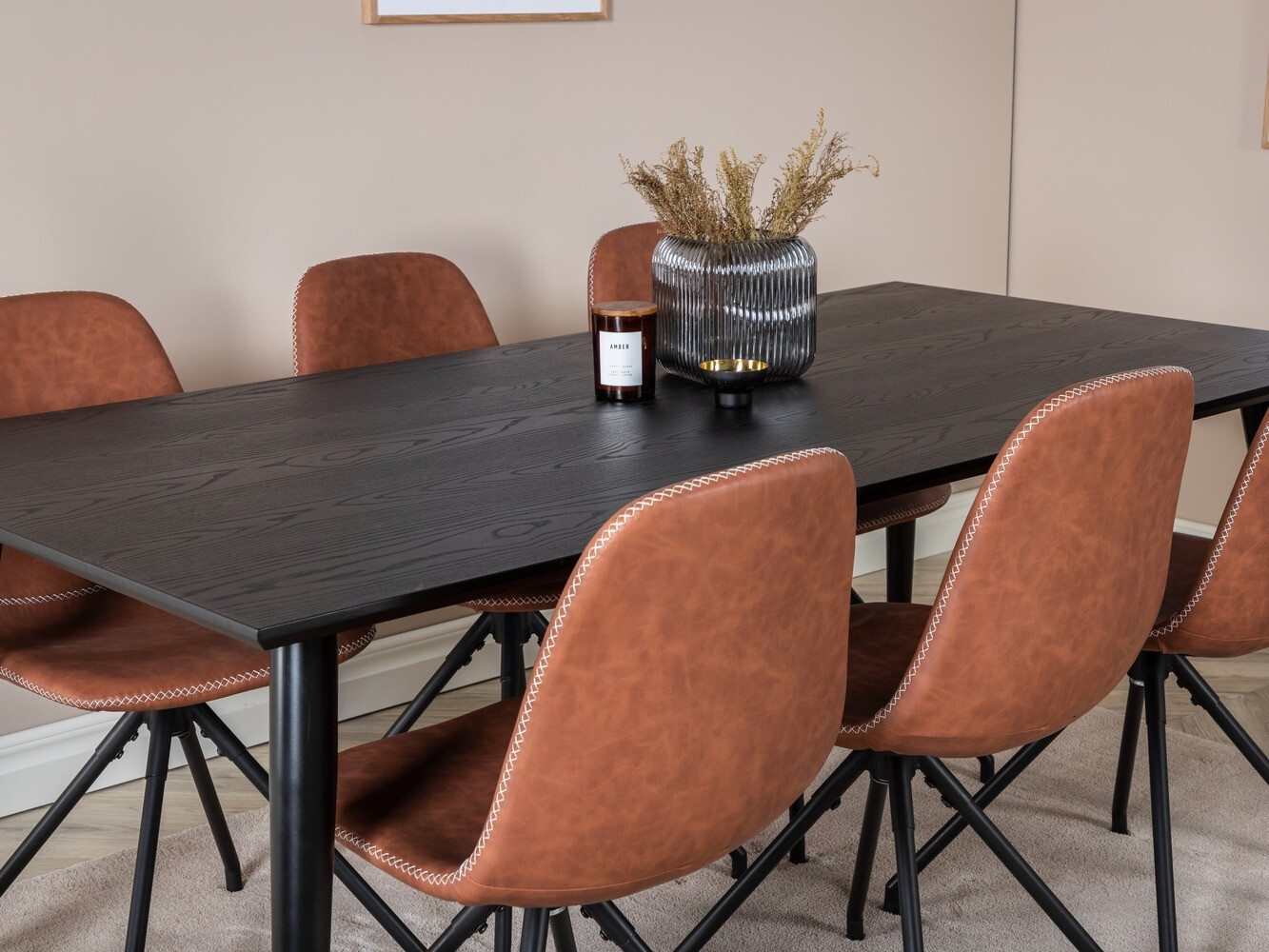 Conjunto de mesas y sillas para comedor Dallas 2578 (Negro + Latón)